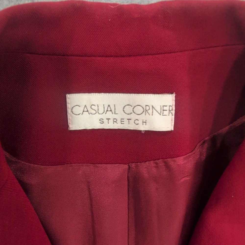 Casual Corner Stretch Red Blazer Jacket Women Size Petite Professional Size 6 - Picture 2 of 4
